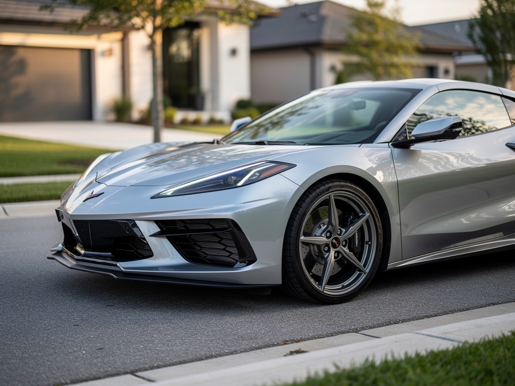 Silver Chevrolet Corvette C8 Stingray detailed by Pristine Mobile Auto Spa